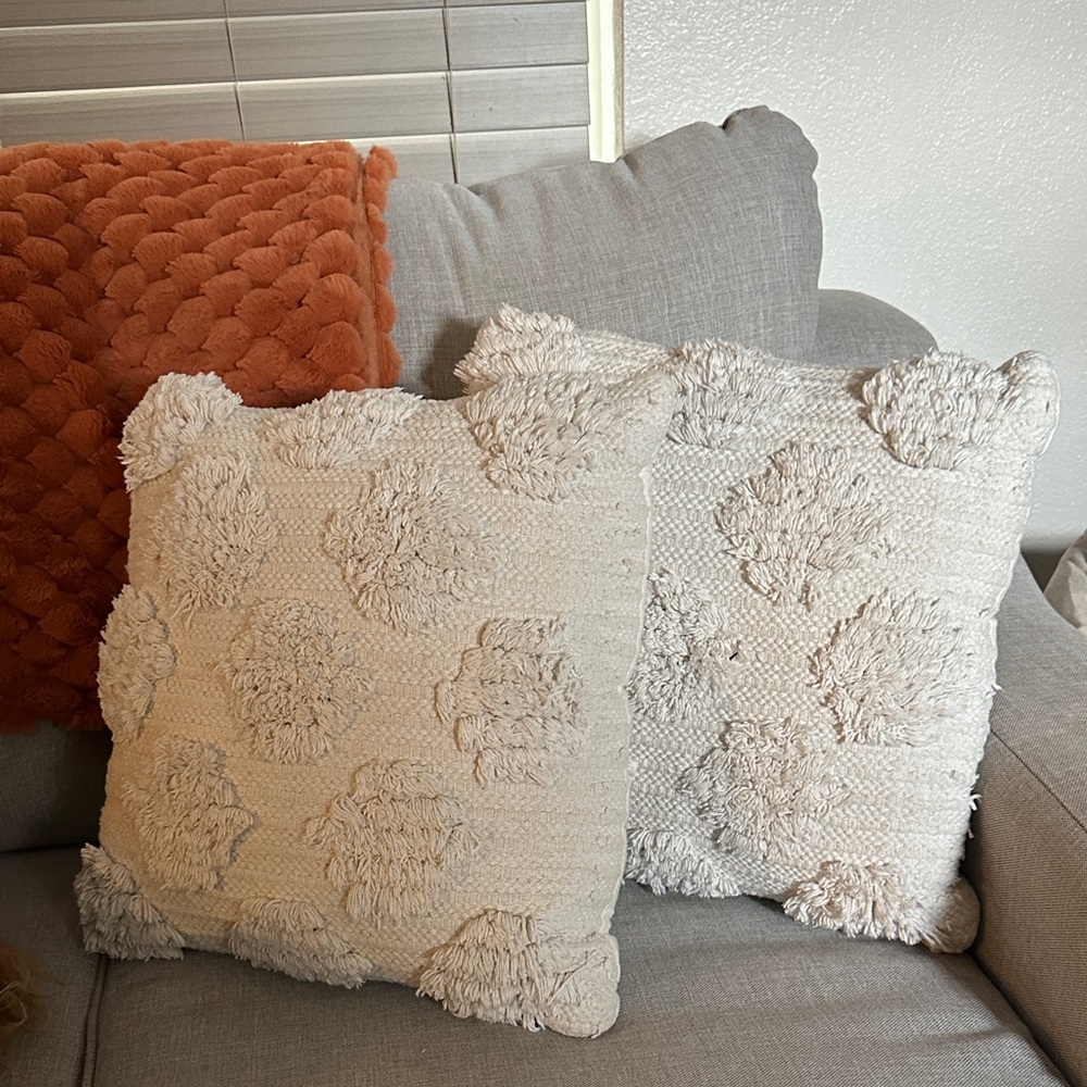Magaschoni Cream Textured Accent Pillows